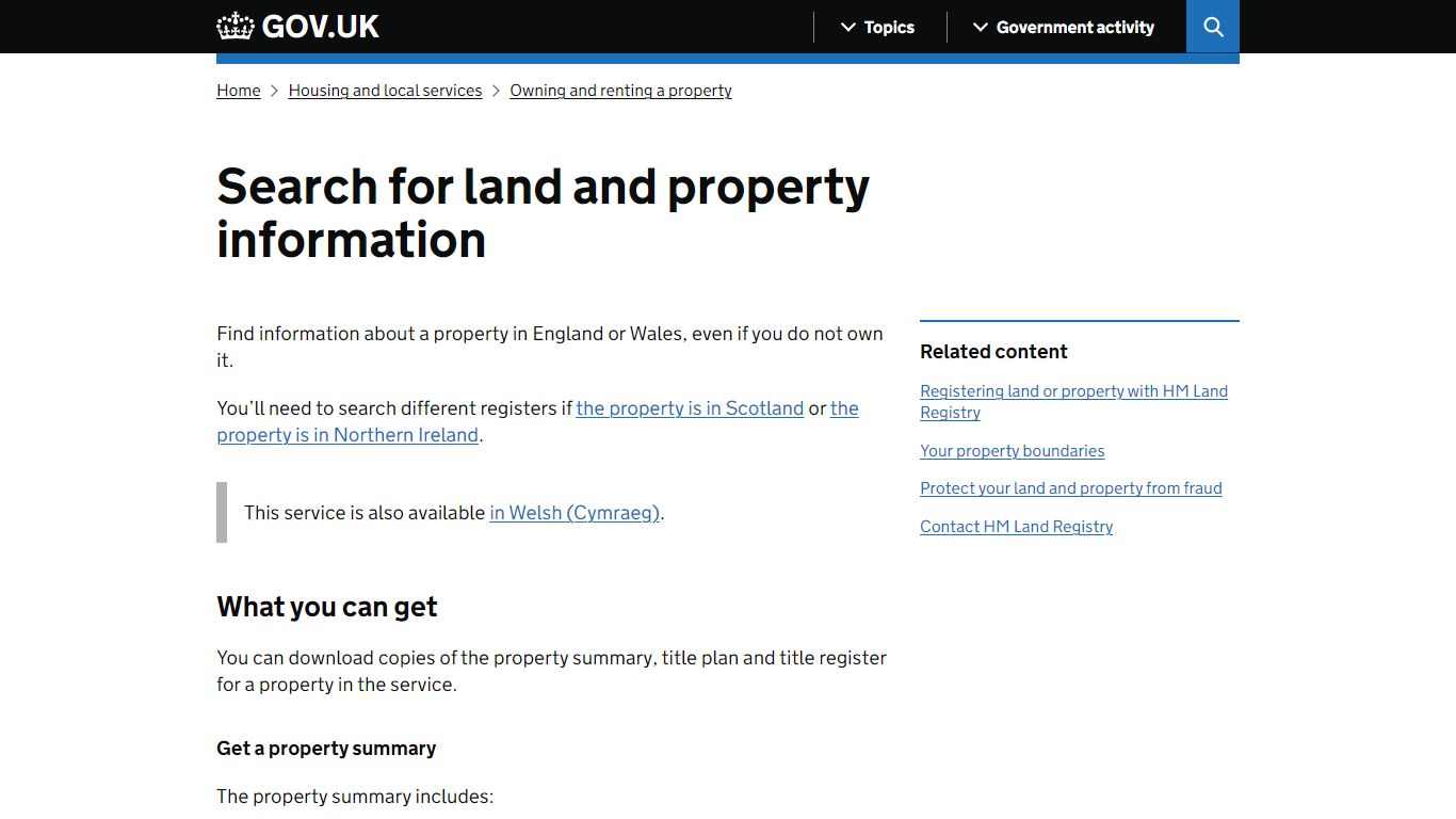 Search for land and property information - GOV.UK